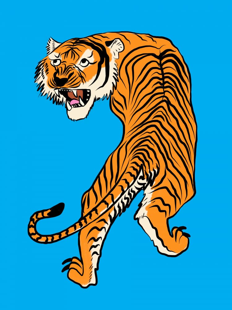Fierce Roaring Tiger by Little Dean — canvas wall art