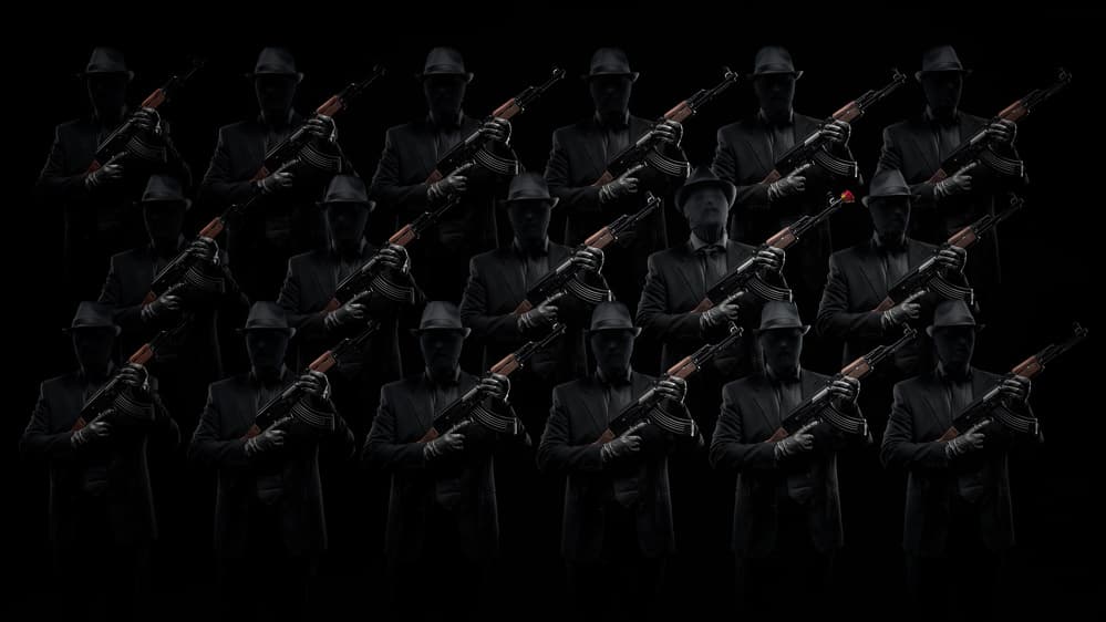 Dark Suited Figures by Petri Damstén — canvas wall art