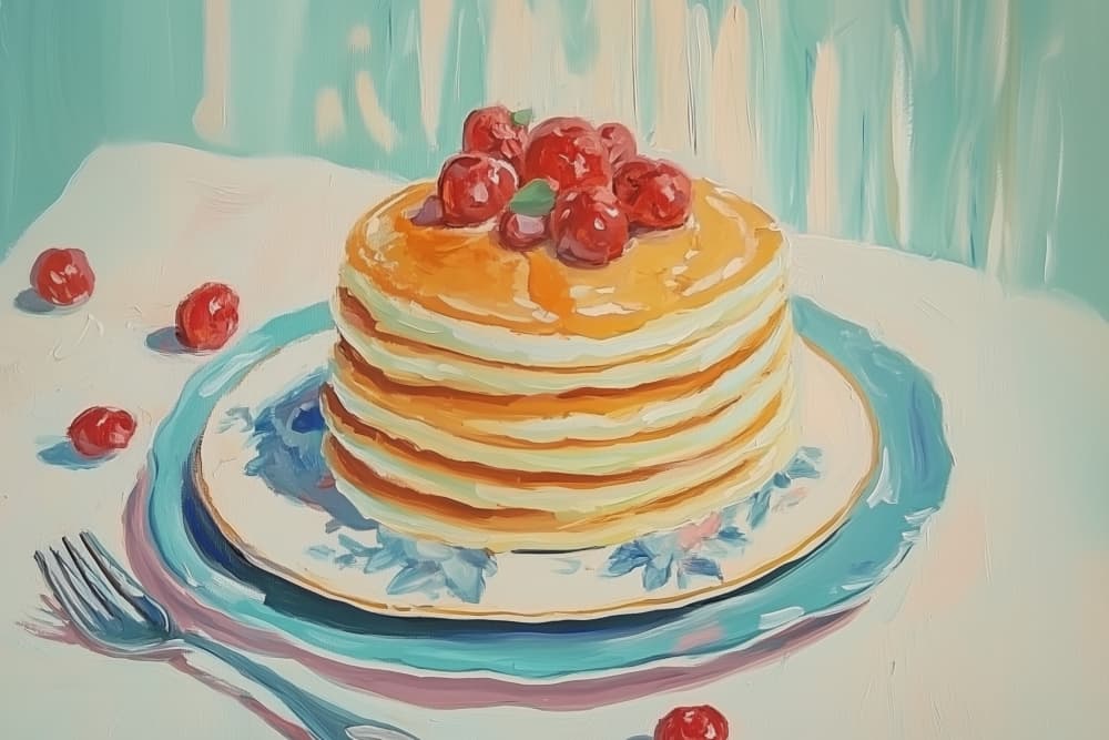 Warm Raspberry Pancakes by Melloi Art Prints — canvas wall art