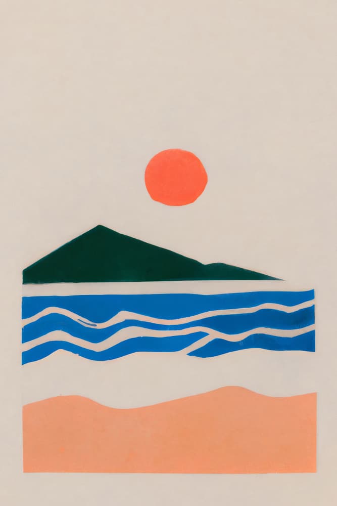 Sun Mountain Sea by Merel Takken — canvas wall art
