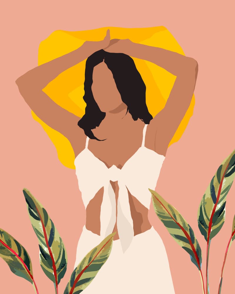 Woman Yellow Sun Hat by Uma Gokhale — canvas wall art
