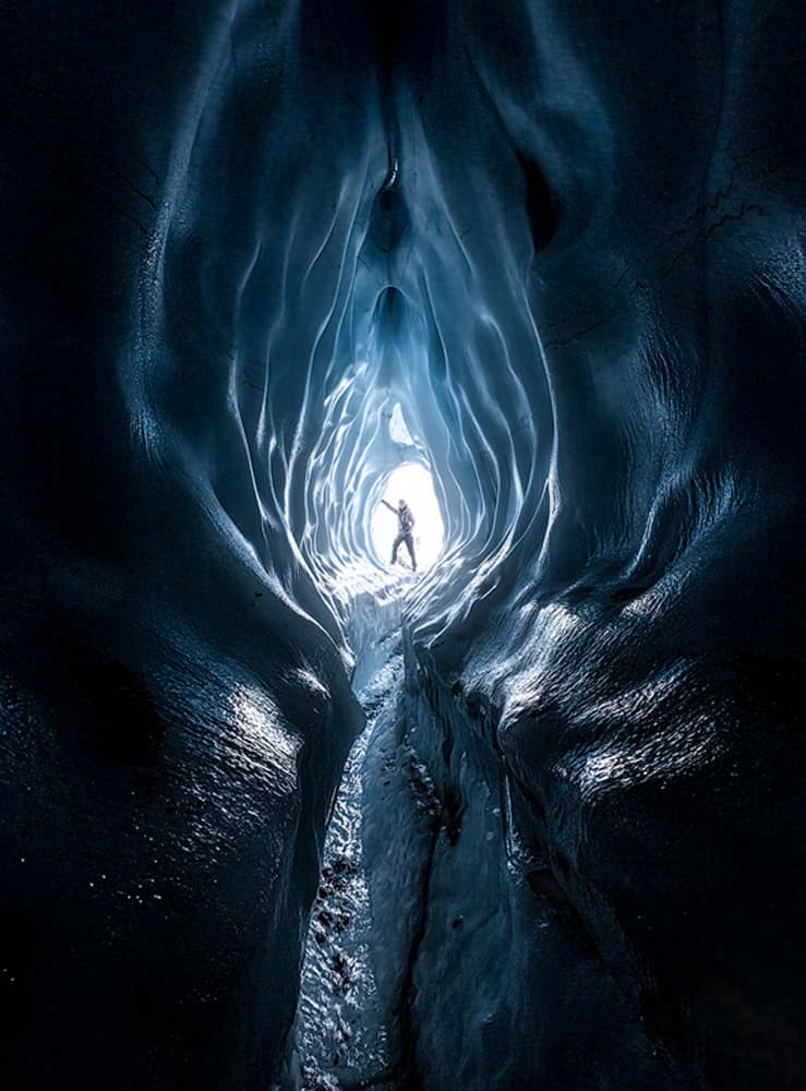 Ice Cave Explorer by Yun Thwaits — canvas wall art