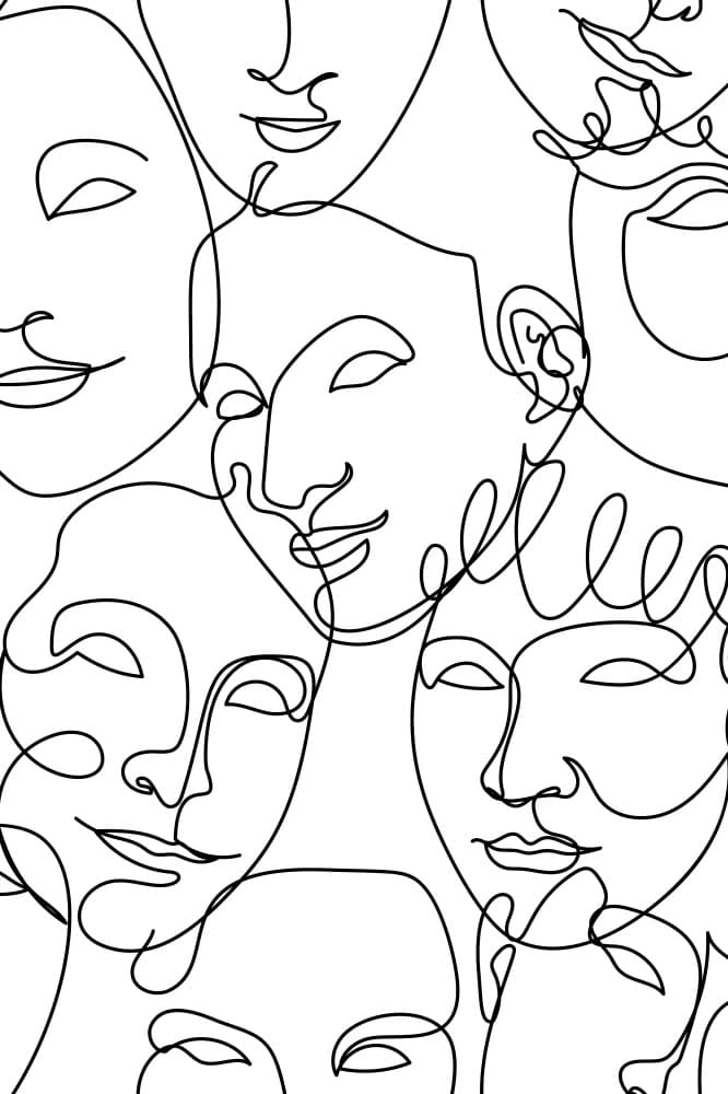 Continuous Line Faces by Anna Rose — canvas wall art