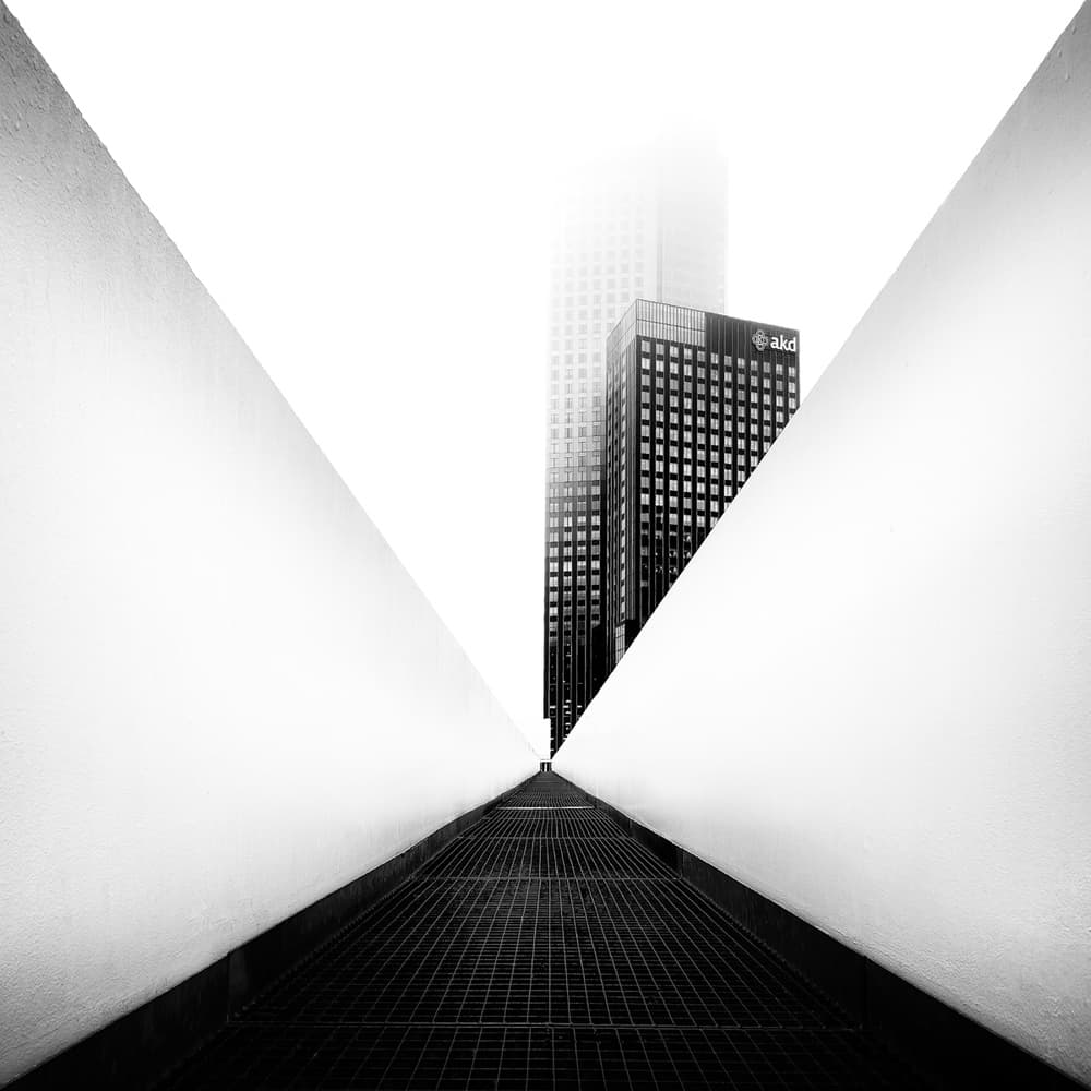 Monochrome City Pathway by Marek Kijevský — canvas wall art