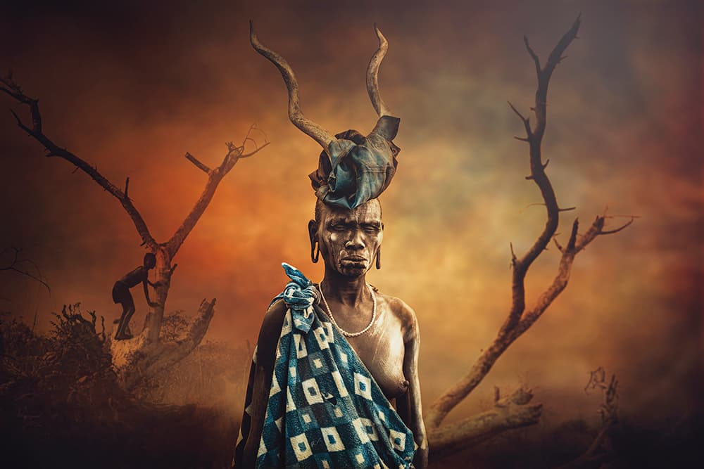 African Horned Man by Svetlin Yosifov — canvas wall art
