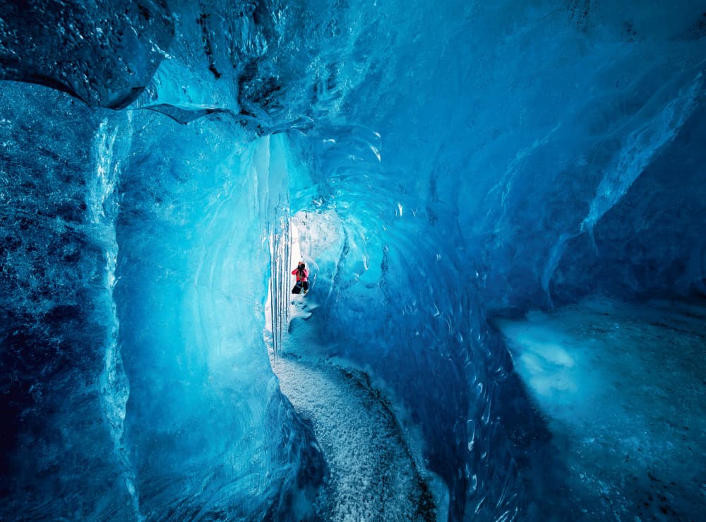 Glowing Ice Cave Passage by Wei (David) Dai — canvas wall art