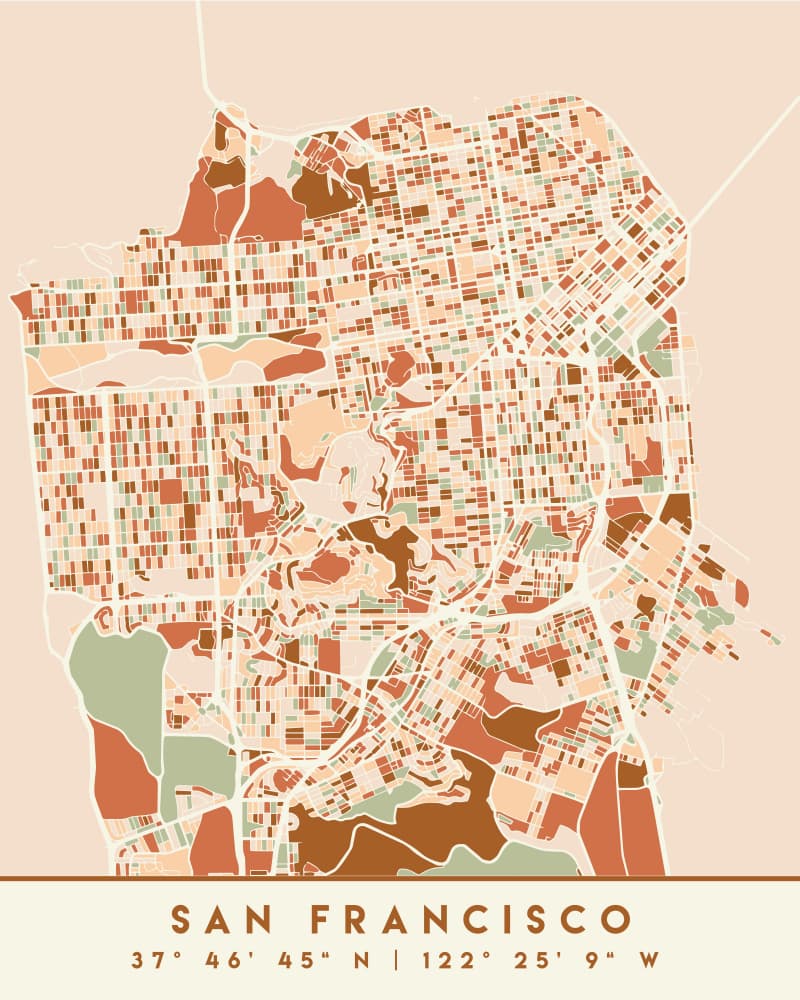 Abstract San Francisco Map by Emiliano Deificus — canvas wall art