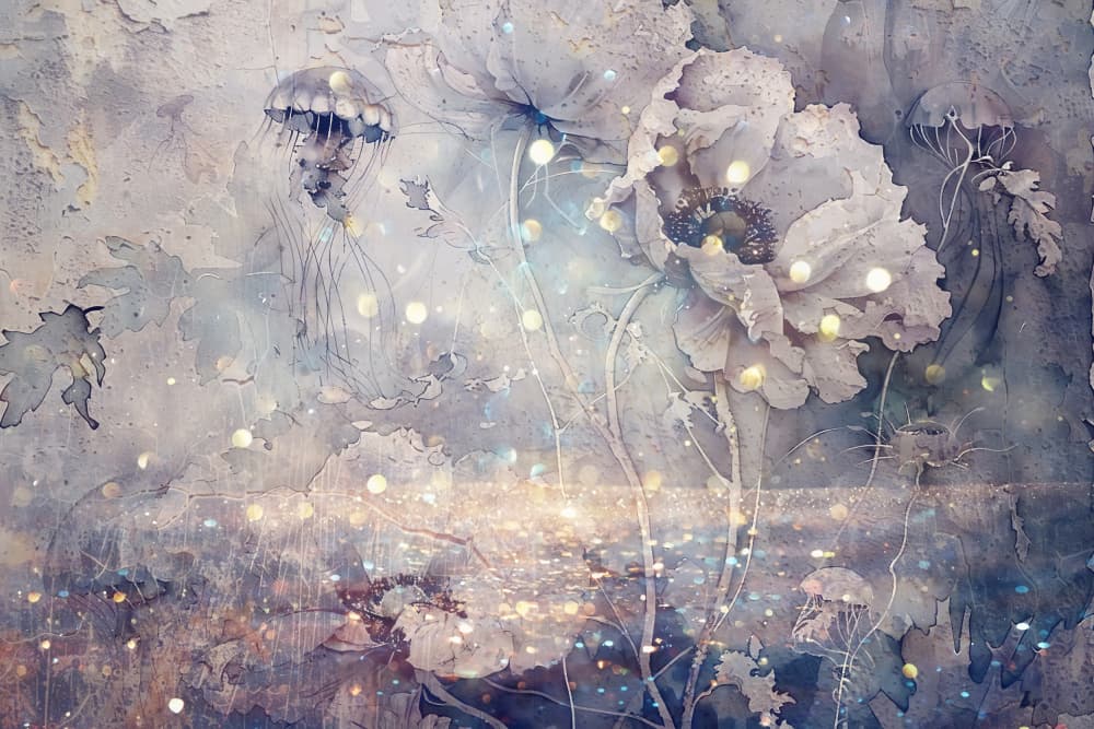 Dreamy Floral Jellyfish by Rafal Kulik — canvas wall art