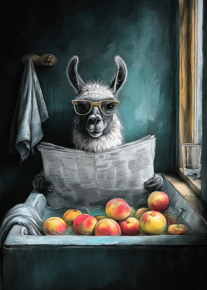 Lama In Bathtube 2 by Justyna Jaszke — canvas wall art