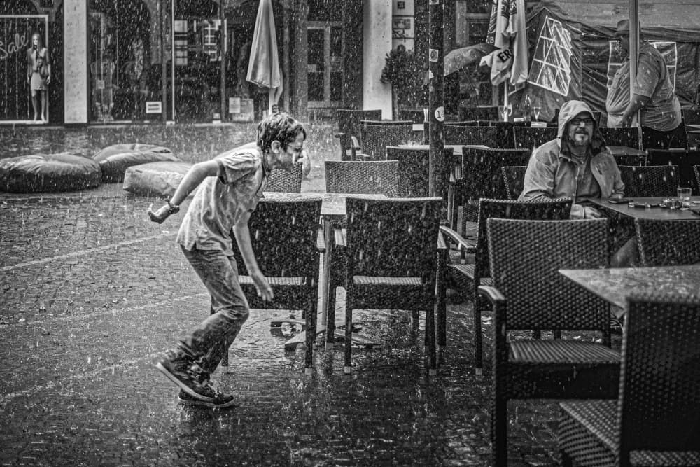 Boy Dancing In Rain by Eiji Yamamoto — canvas wall art