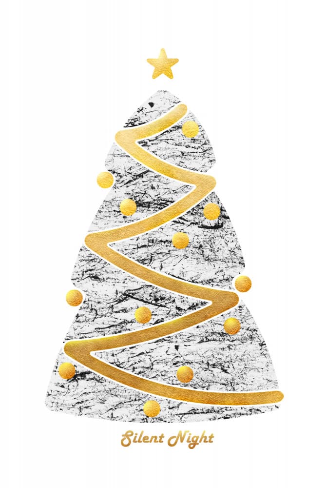 Golden Silent Night Tree by amini54 — canvas wall art
