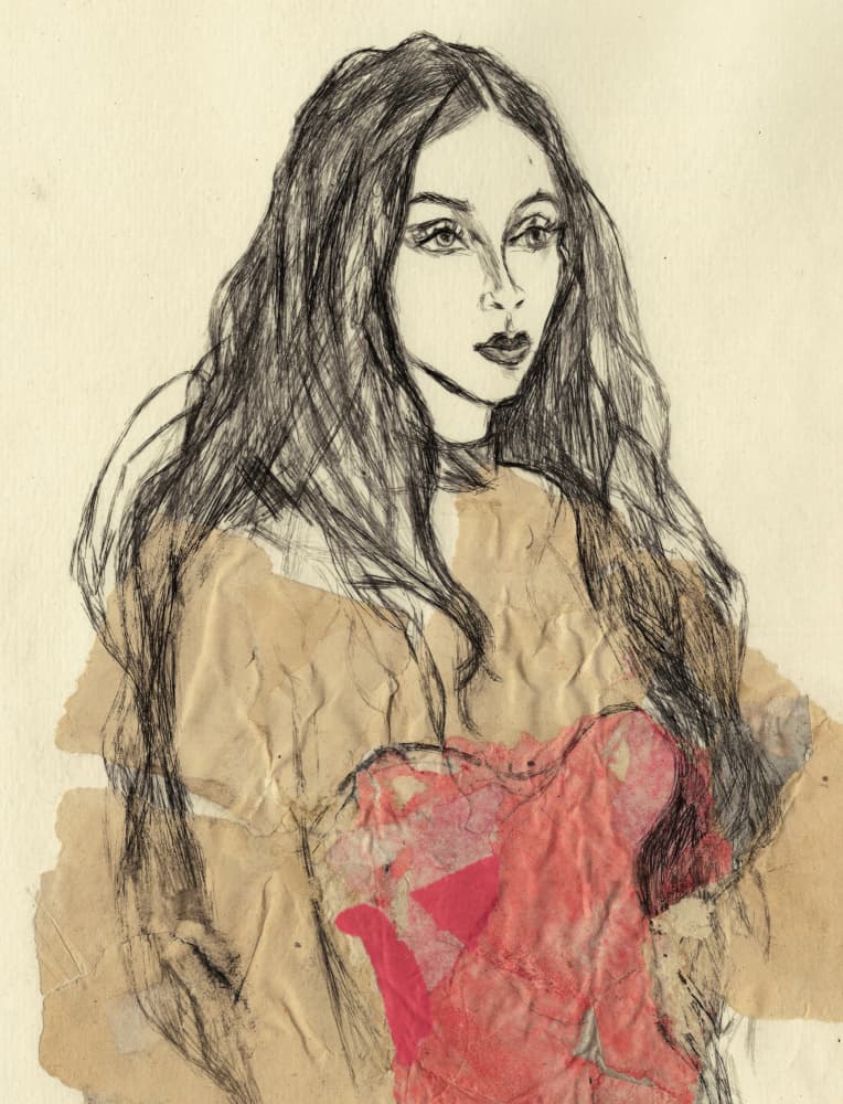 Expressive Red Portrait by Ute Rathmann — canvas wall art