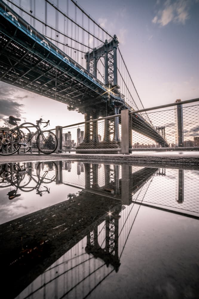 Manhattan Bridge Reflection by Christopher R. Veizaga — canvas wall art