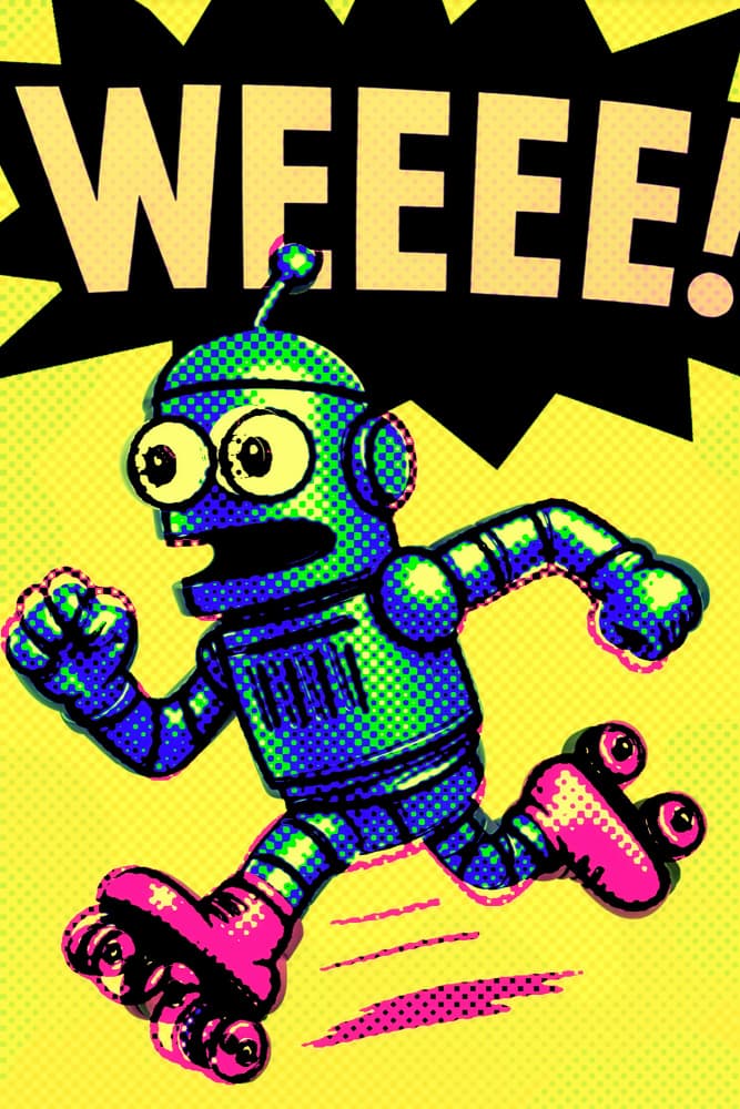 Joyful Robot Skates by ERM — canvas wall art