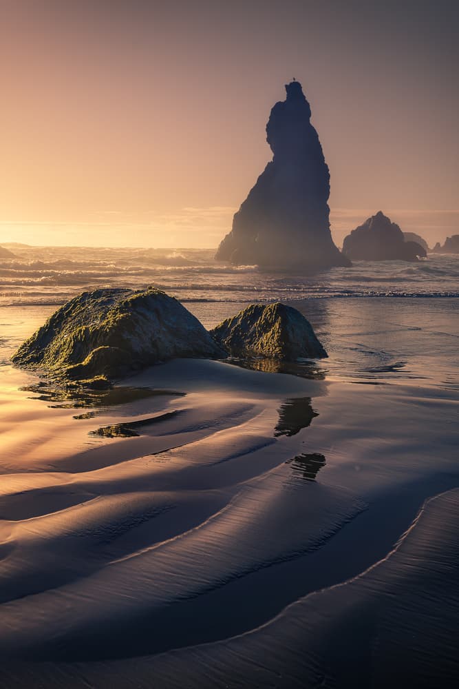Misty Sea Stack Morning by Atanu Bandyopadhyay — canvas wall art