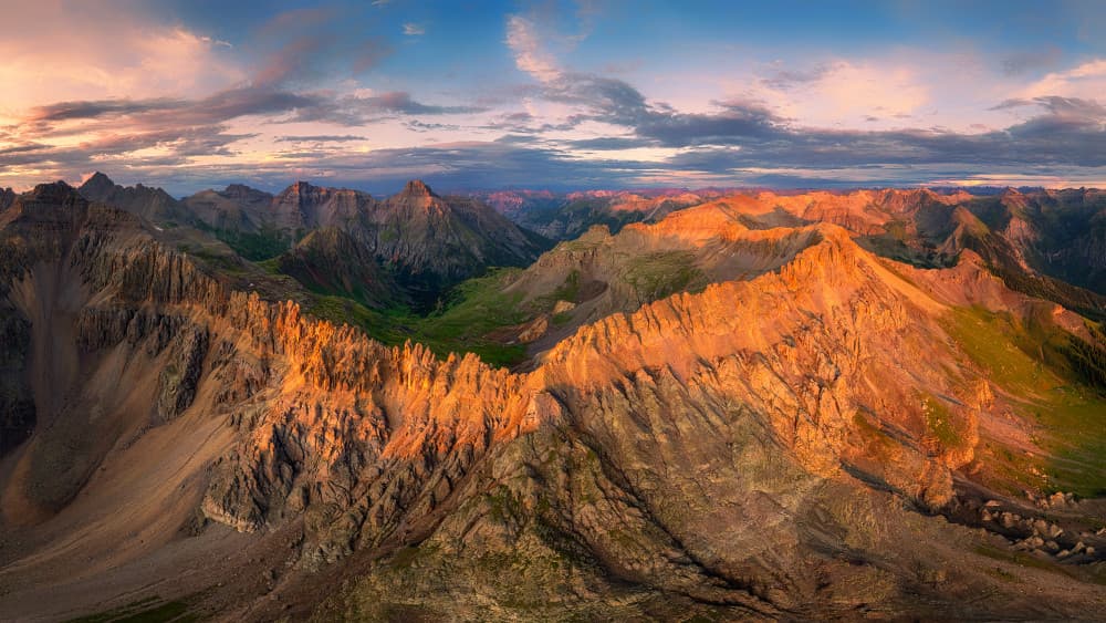 Golden Alpine Peaks by Mei Xu — canvas wall art