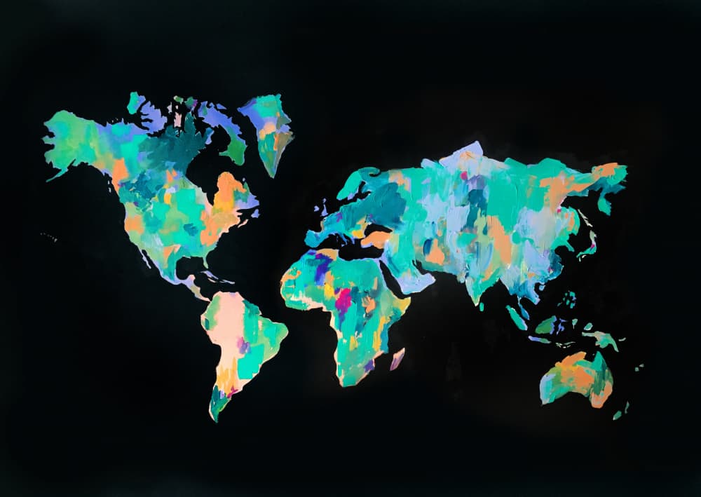 Colorful Abstract World Map by Christine Lindstrom — canvas wall art