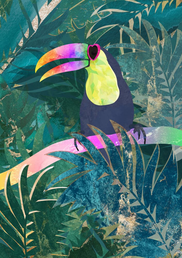 Vibrant Jungle Toucan by Sarah Manovski — canvas wall art