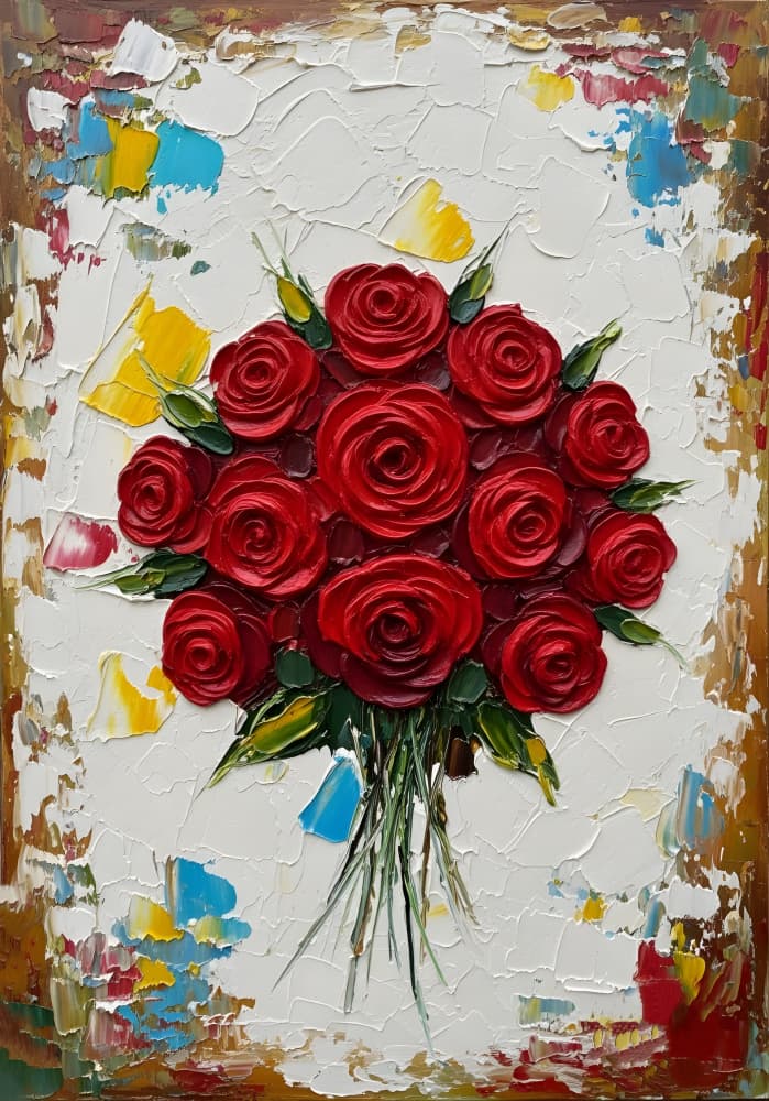 Textured Red Roses by HUGO — canvas wall art