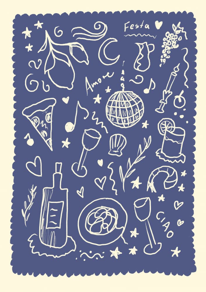 Italian Festa Doodles by Studio Dolci — canvas wall art