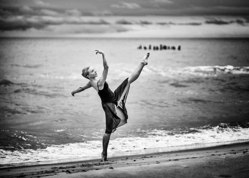 Elegant Ballet on the Beach by Normunds Kaprano — canvas wall art