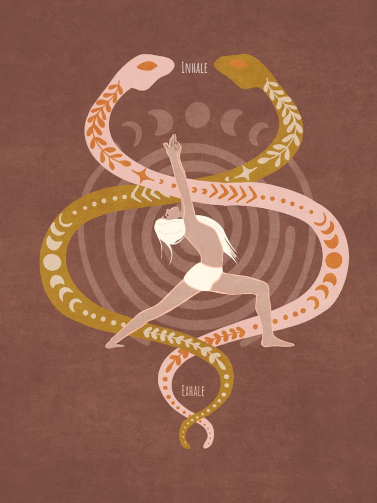 Serpent Flow Yoga by Emel Tunaboylu — canvas wall art