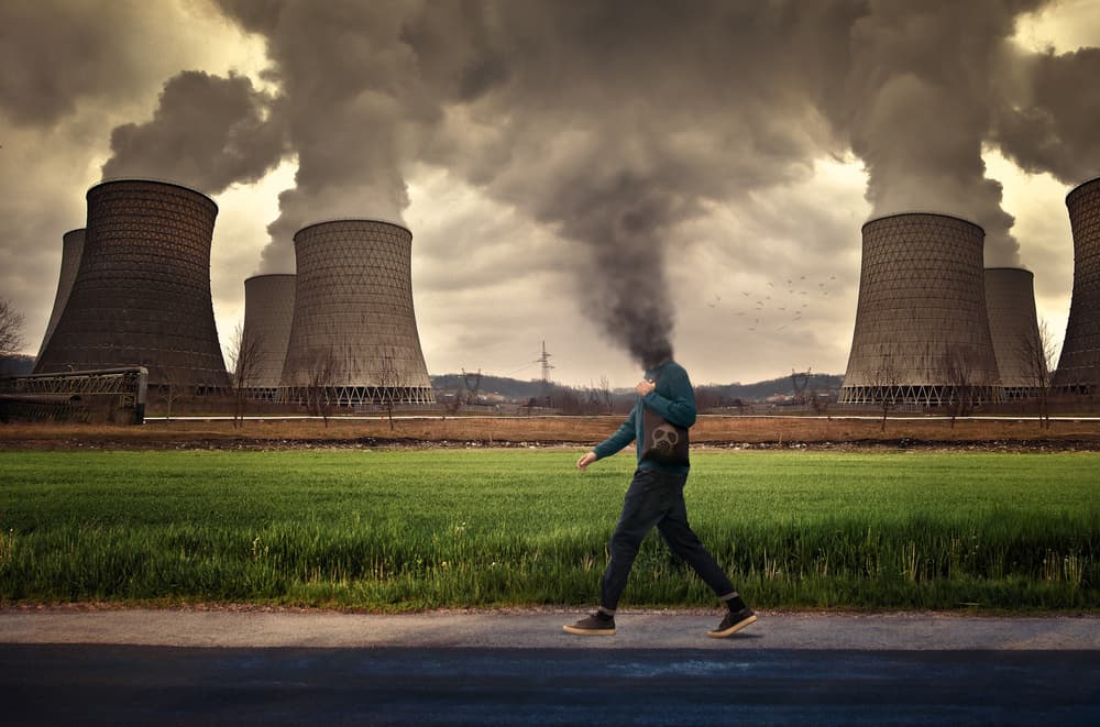 Man Walking Industrial Pollution by Nermin Smajić — canvas wall art