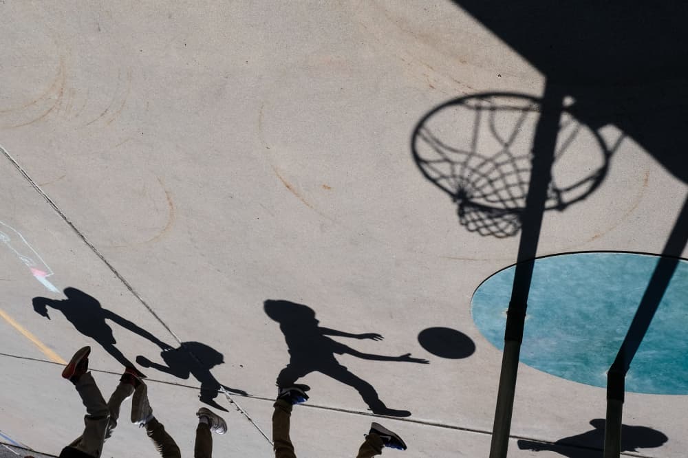 Basketball Shadow Play by Sydney Harter — canvas wall art