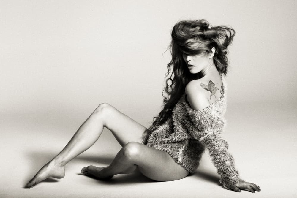 Monochrome Sweater Beauty by Cesar Tejada — canvas wall art