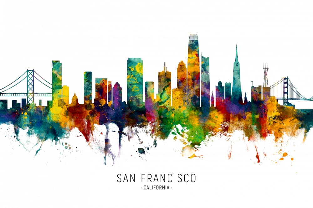 Vibrant San Francisco Cityscape by Michael Tompsett — canvas wall art