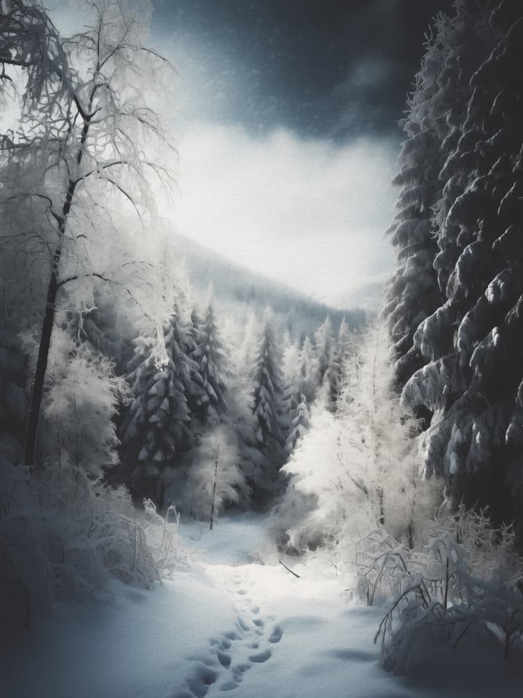 Snowy Forest Path by Andreas Magnusson — canvas wall art