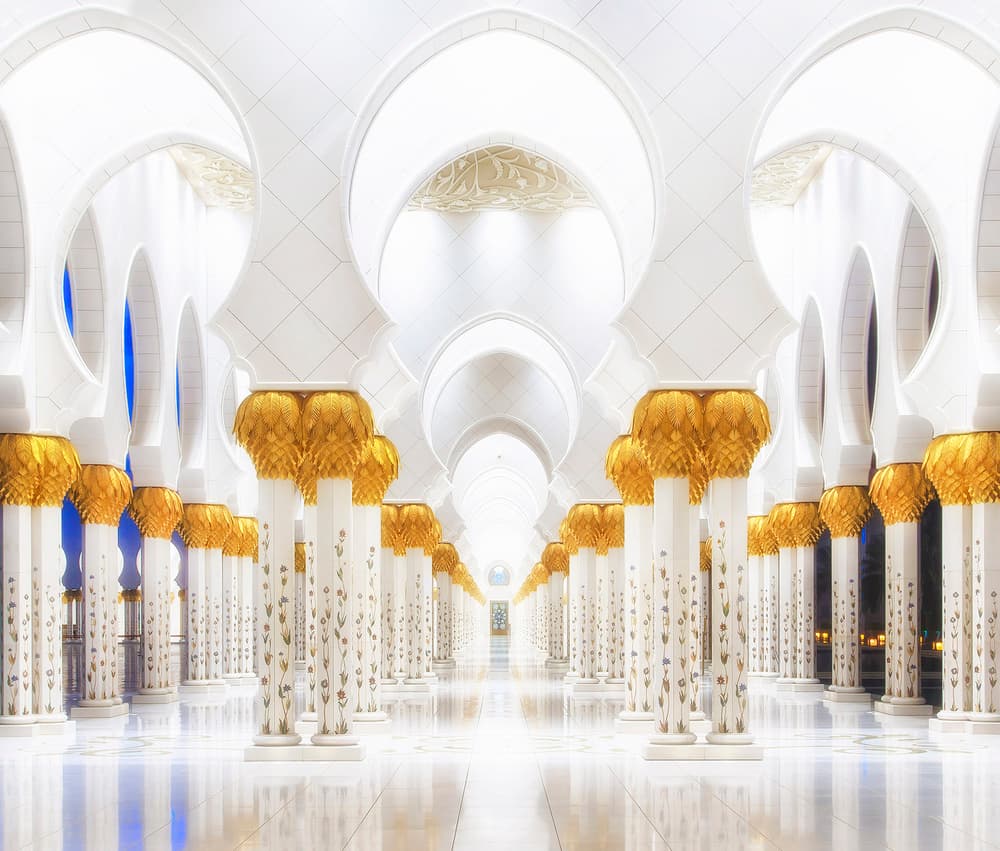 Majestic Mosque Hallway by Mohamed Raof — canvas wall art