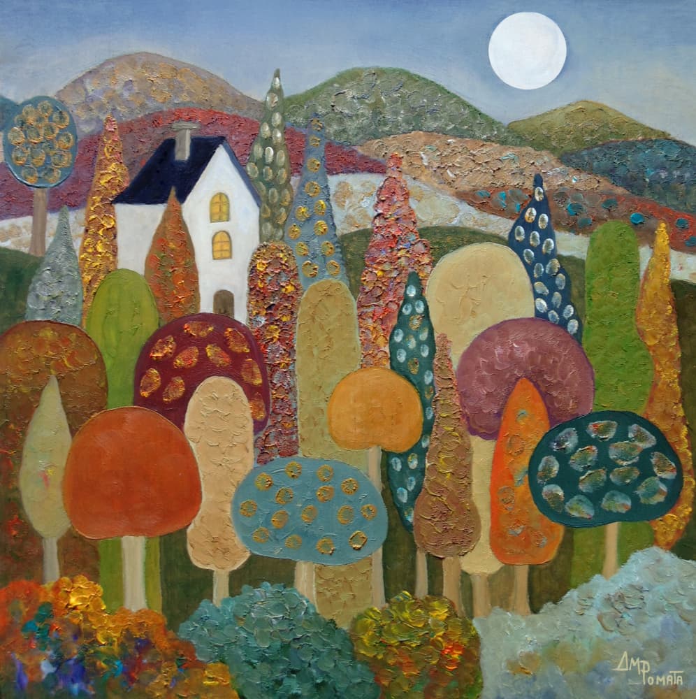 Whimsical Moonlit Landscape by Angeles M. Pomata — canvas wall art