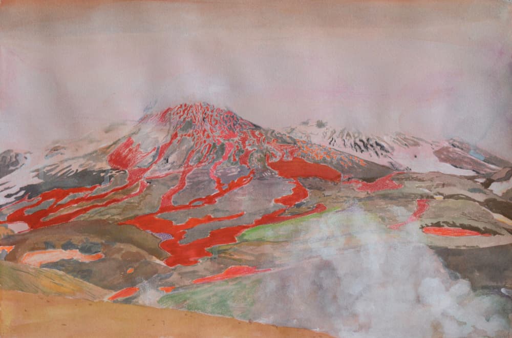 Fiery Volcanic Eruption by Karin Bos — canvas wall art