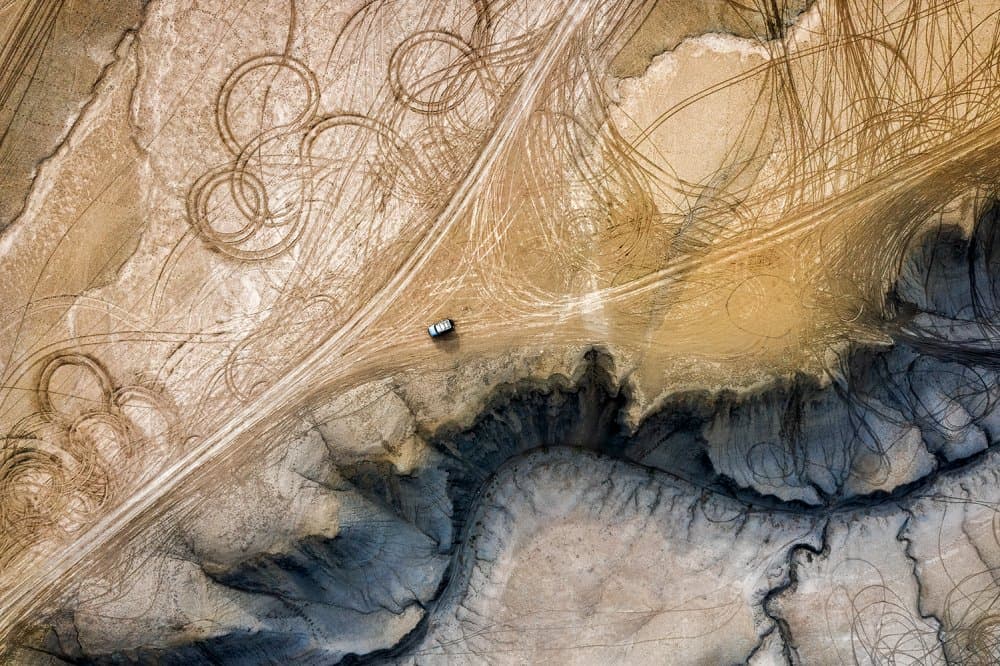 Desert Car Tracks by Shenshen Dou — canvas wall art
