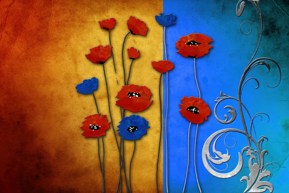 Vibrant Abstract Poppies by Rafal Kulik — canvas wall art