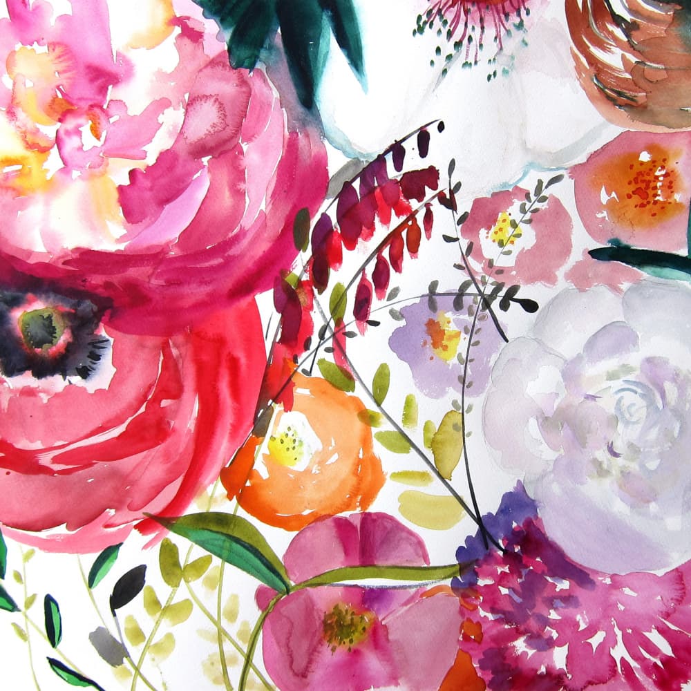 Vibrant Floral Watercolor by Christine Lindstrom — canvas wall art