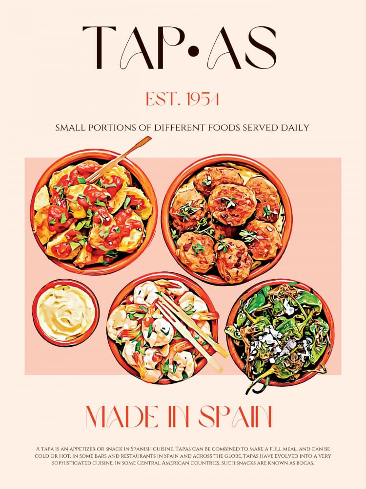 Delicious Spanish Tapas by Nazma Khokhar — canvas wall art