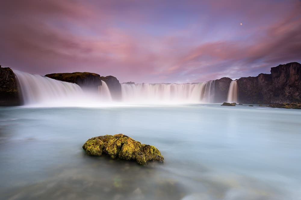 Pink Sky Waterfall Flow by Luigi Ruoppolo — canvas wall art