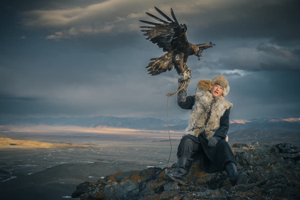 Kazakh Eagle Hunter by HIRAK BHATTACHARJEE — canvas wall art