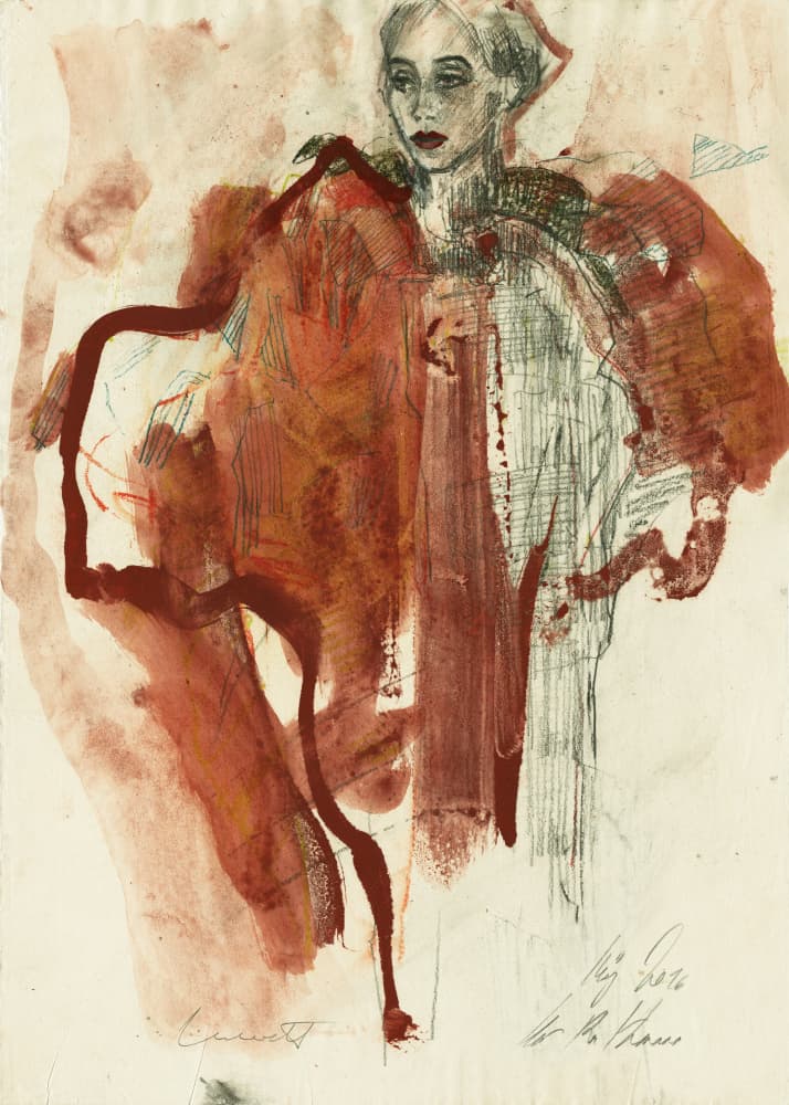 Elegant Red Portrait by Ute Rathmann — canvas wall art