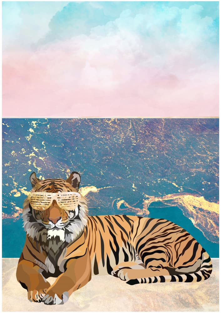 Cool Tiger With Sunglasses by Sarah Manovski — canvas wall art