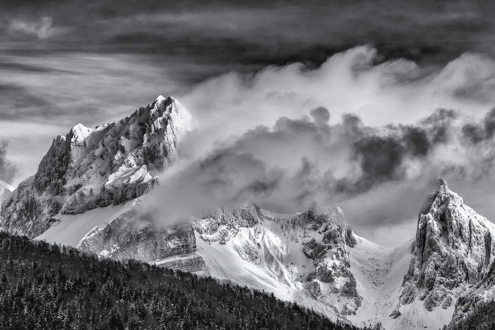 Majestic Snowy Peaks by Jean-Louis VIRETTI — canvas wall art