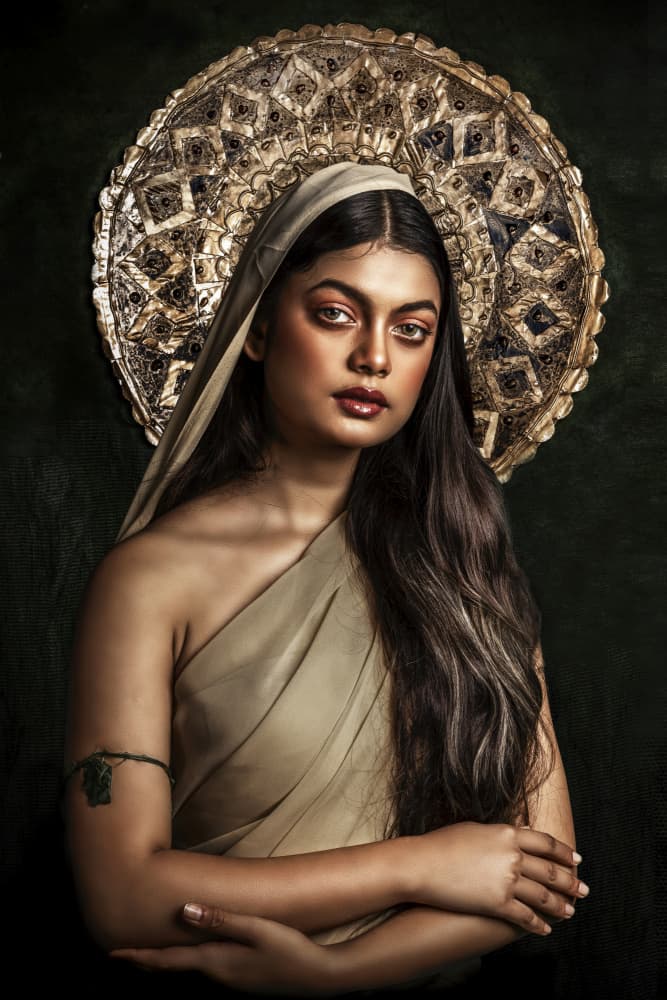 Regal Woman Halo by JAYATU CHANDRA DAS — canvas wall art