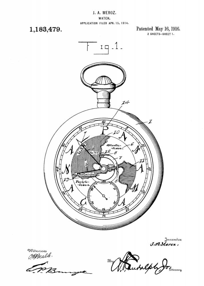 Global Time Pocket Watch by Andreas Magnusson — canvas wall art