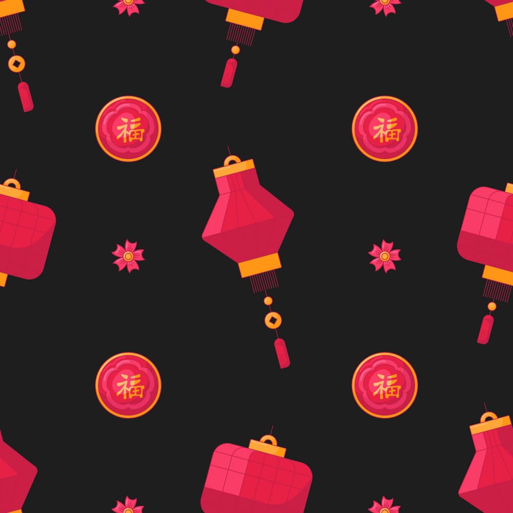 Lunar New Year Lanterns by Marika Barsrsind — canvas wall art