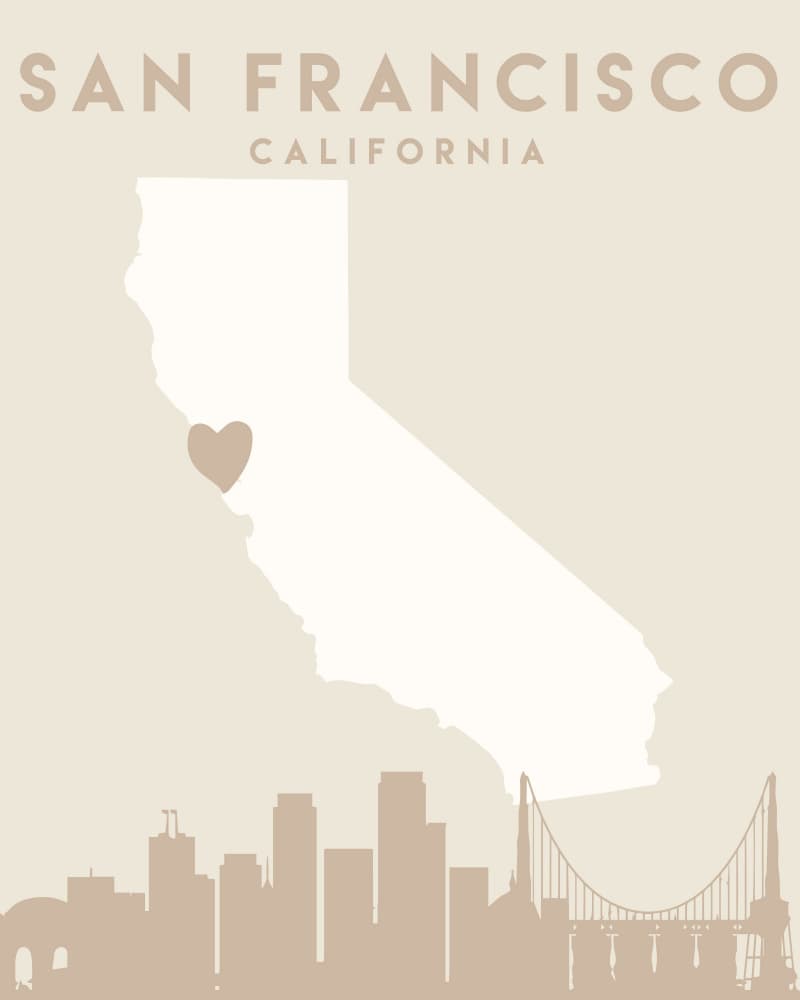 San Francisco California Map by Emiliano Deificus — canvas wall art
