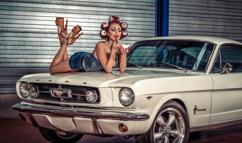 Retro Pinup Classic Car by gNo — canvas wall art