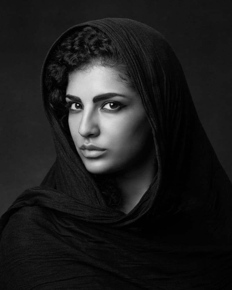 Elegant Veiled Gaze by Mehdi Mokhtari — canvas wall art