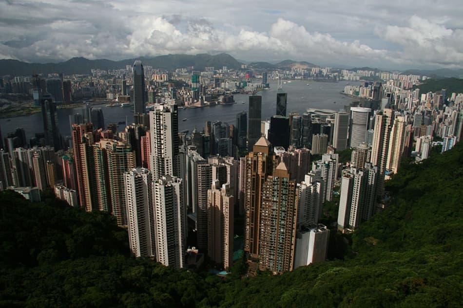 Cloudy Hong Kong Skyline by shango — canvas wall art